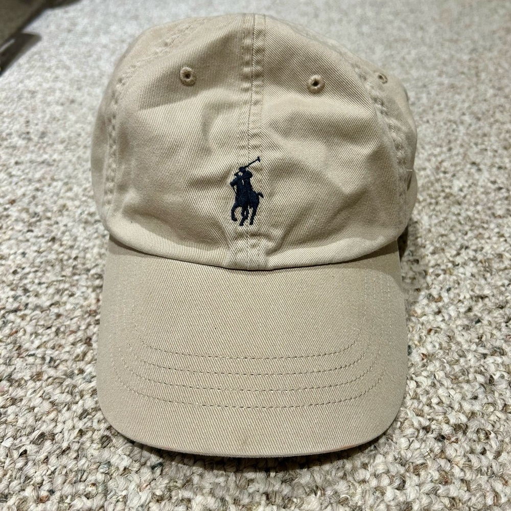 Polo by Ralph Lauren Beige Cap with Navy Logo